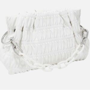 House of Want We Chill White Vegan Framed Ruched Clutch Dumpling Bag Chic